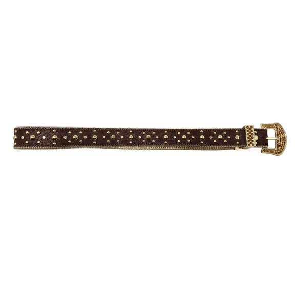 Kathy Van‎ Zeeland Womens Brown Glitter Studded Gorgeous Embellished Belt Size M - Picture 2 of 6